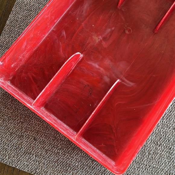 Vintage Drawer Organizer MCM Marbled Swirl Red Plastic Divided Tray Kampa USA - Picture 4 of 9